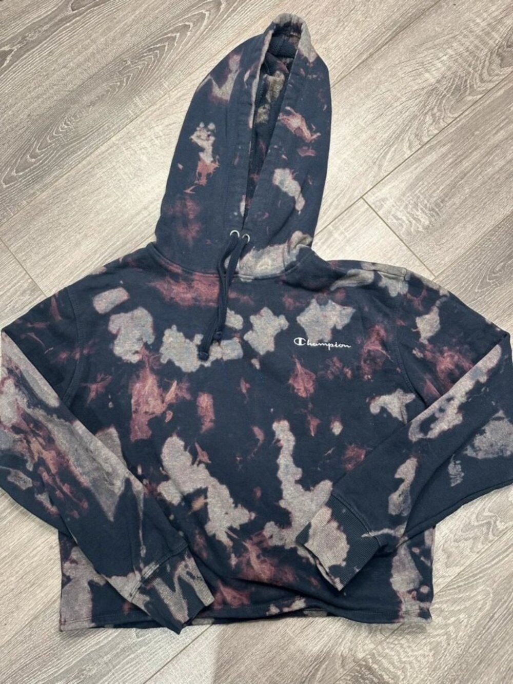 Navy Bleach Tie-Dye Pullover Hoodie Women’s S